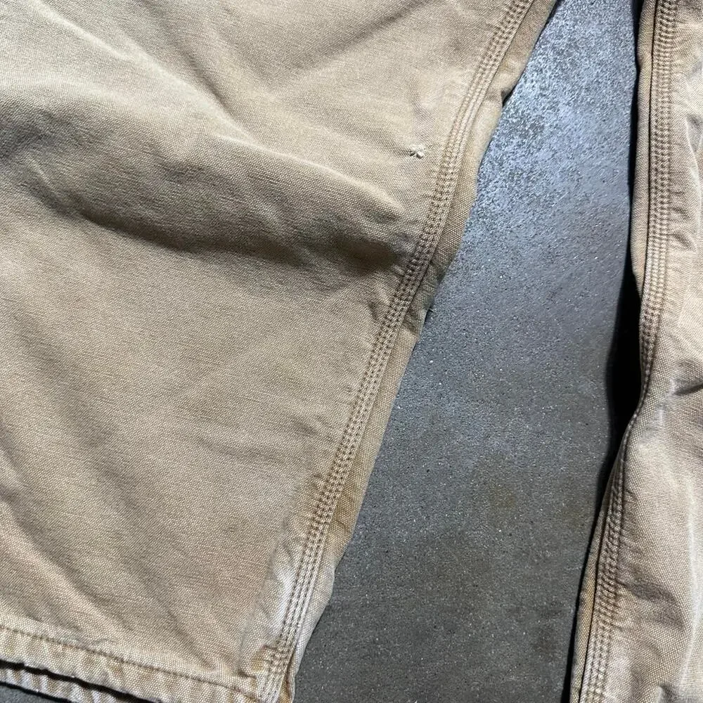 Vintage Carhartt Tan Blanket Flannel Lined Carpenter Pants Mens 42x30 Jeans - Picture 6 of 6